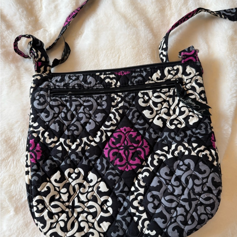 Vera Bradley Quilted Crossbody Bag in Black, Gray & Pink with Wallet!